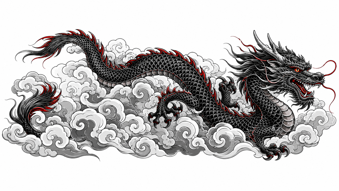 Black Storm Dragon Cloud Livery Decal – Red Accent Edition