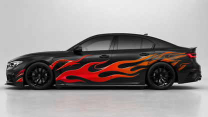 Classic Flame Side Livery Decal Kit – Red Orange Gradient