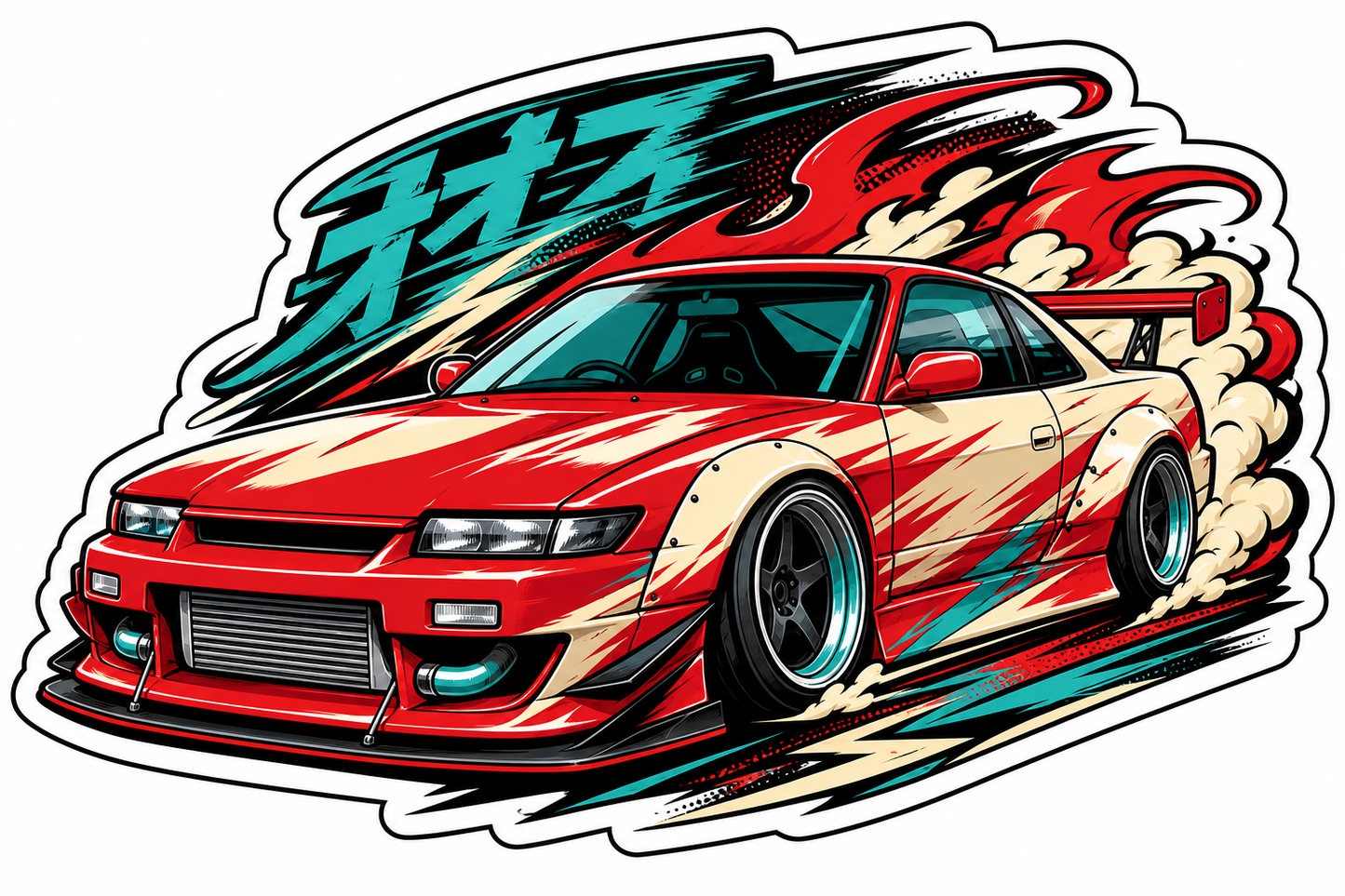 JDM Drift Coupe Die-Cut Sticker – Red Racing Car Decal